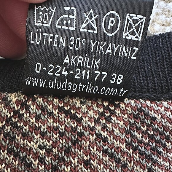 Uludag Triko Womens Turkish Kilim Vest Size 6 Acrylic Knit Open Front Sweater - Picture 7 of 7